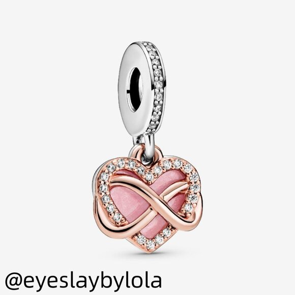Pandora Sparkling Infinity Heart Dangle Charm - Picture 1 of 7